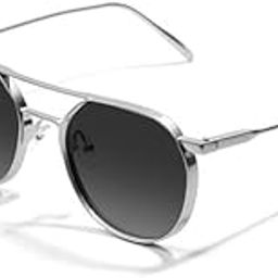 Round Aviator Sunglasses for Men, Gold Metal Frame, Dark Grey Lens-image-39
