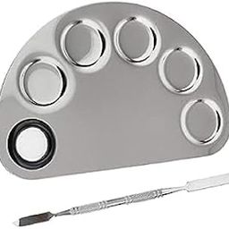 ZemGlam Stainless Steel Cosmetic Makeup Mixing Palette with Spatula Tool (Color : Silver)-4
