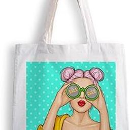 Canvas Tote Bags for Women, College Bag for Girls, Tote Bag for Shopping, Travel & Beach Bags for Women - Girl - D No - 020-image-98