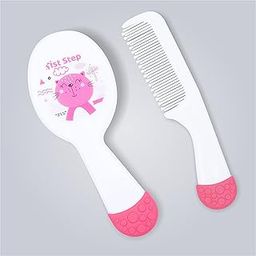 1st Step Matte Collection Easy Grip, Soft & Gentle Comb and Brush Grooming Set - Pink-24