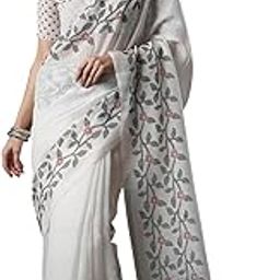 Women's Cotton Botanical Printed Saree With Unstitched Blouse Piece-image-2
