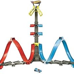 Mattel Hot Wheels Loop & Launch Track Set for Kids 5-10 Years Old with Adjustable 2-Foot-Tall Winner S Cage, Spiral Loop, & Point Panels, Simple Set-Up & Collapsible for Easy Storage-16