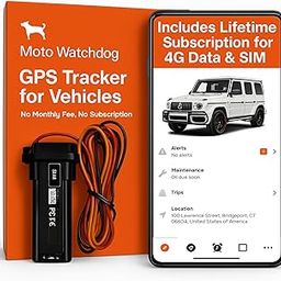 Wired GPS Tracker for Vehicles, No Monthly Fee, No Subscription, 4G SIM and Data Included, Business Fleets, Quick Install, Speeding Alerts, Mileage Tracking, Trip History, USA Developed, Moto Watchdog-3