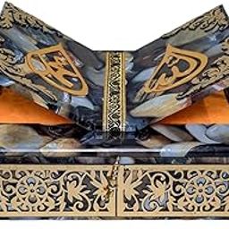 Beautiful Quran Box Attached with Rehal Stand (Empty Box) Wooden, Marble Texture Multicolor Book Rest Box-image-66