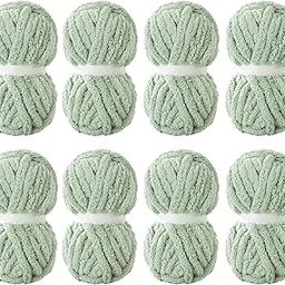 MABOZOO 8 Pack Super Bulky Chunky Chenille Yarn for Hand Knitting,Big Yarn for Chunky Blanket,Large Thick Arm Knitting Yarn,Fluffy Soft Plush Jumbo Yarn Crocheting,Sage Green-image-36