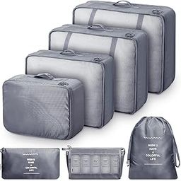 UDEETA MART 7 Set Packing Cubes 7 Set Packing Cubes 7 Set Packing Cubes Clothes Storage Bag Luggage Packing Organizers for Travel Accessories, grey, Nylon-picture-12
