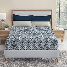 Trident Bedsheet Set - Urban Comfort Collection, 100% Cotton Bedsheet for Double Bed (1 Queen Size Bed Sheet with 2 Pillow Covers) Superior Softness, 144 Thread Count - Audrey-image-55