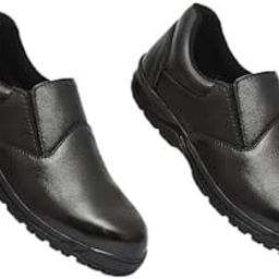 Ninja Genuine Leather Steel Toe (Pack of 2)| Slip-Resistant Safety Shoes | Lightweight & Durable | Waterproof Construction Work for Men's, (Combo, Black,Size 07)-picture-0