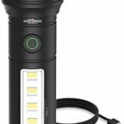 Pick Ur Needs Aluminum Body Rechargeable 100W Home Emergency Torch Light with 3 Mode + Side White, Red & Blue Strobe COB Telescopic Zoom Adjustable (Dark Black)-16