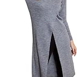 Women Solid Turtle Neck Drop-Shoulder Sleeves Front-Split Straight Hem Wrap Longline Sweater-picture-13
