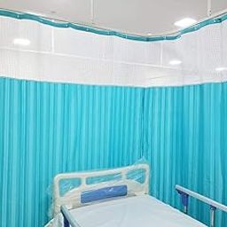 Ankit Enterprises Polyester and Satin Hospital Curtains (Sea Green, 6 Width X 7ft Height), Grommets-image-3