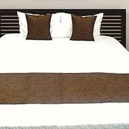 Vissage Suave Double Bed Runner Set with 2 Cushion Covers, Brown-image-7