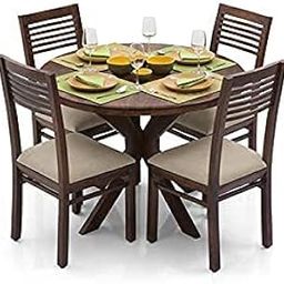 SRB FURNITURE Solid sheesham Wood Round Shape 4 Seater Dining Table Set with Chairs for Home Hotel and Restaurant (Round-S-01)-image-73