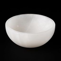SS Murti Natural Selenite Bowl for Crystal Charging | Handmade Selenite Stone Bowl for Healing, Meditation, Home Decor & Spiritual Gifts (Round Shape, 3" Inches)-image-58