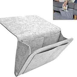 kunya Felt Bedside Pocket Caddy Bed Organizer Storage Inside With 5 Pockets And Charging Cable Hole For Organizing Tablet Pocket Hanging Storage Organizer Sofa Desk Hanging Organizer (Grey) (Grey)-picture-19