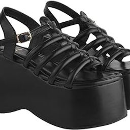 Women's Platform Sandals Chunky Wedge Gladiator Style|| Caged Straps & Adjustable Buckle – Trendy Summer Footwear-image-48