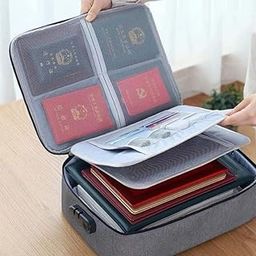 SHRUSHTY WORLD Document Organizer, Multi-Layer Storage Pouch Credential Bag, Waterproof Document Storage Bag with Safe Code Lock,Bank Cards Valuables Travel Bag with Separator (multi color)-75