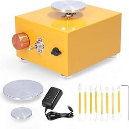 bibox labs Yellow Tommy Mini Electric Pottery Wheel Machine, Wheel Dia 10Cm, 6.5Cm, 5Cm, Variable Speed With Tool Set | Perfect Birtday Gift, Artists, Students, Home Decor (Yellow)-38