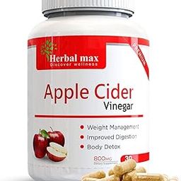 Herbal max Organics Apple Cider Vinegar, 30 Veg Capsules (800mg)-28