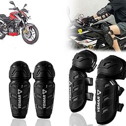 Auto Pearl Motorcycle Knee Shin Guards Elbow Pads, 4 in 1 Monstor Style Knee Shin Safe Protection Armor for Moto Cycling Racing compatible with Pulsar 180 NSBS6 (Black, 4Pcs)-image-56