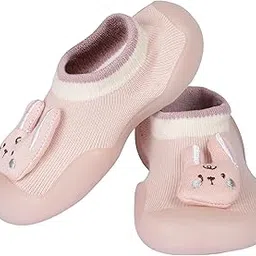 BabyMoo 3D Bunny Style Anti-Skid Sock Shoes Ultimate Comfort & Style for Infants, Toddlers, Kids,Lightweight, Durable Rubber Sole, Pull-On for Boys & Girls-Peach Age 12-18 Months-picture-7