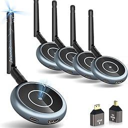 HDMI Wireless Transmitter & 4 Receivers, Plug and Play Multiple TVs, 5.8G/2.4G 1080P@60Hz 50M/165FT Streaming Video Extender, PC, Laptop, TV Box, Monitors,-17