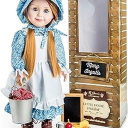 THE QUEEN'S TREASURES Officially Licensed Little House on The Prairie Mary Ingalls 18 Inch Doll, Comes with A Lunch Pail ,Food and Chalk Board. Compatible with American Girl-image-2