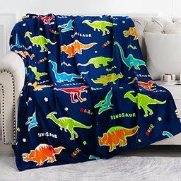 Happy Hues® Glow in The Dark Blanket Kids-Teens Boys & Girls Travel Lightweight Throw Blankets Soft & Fluffy (Dinosaurs)-image-96