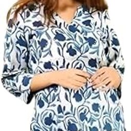 Womens' Cotton Floral Printed Straight Short Kurti-image-12