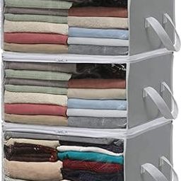 ANY TIME Foldable Closet Organizer and Storage Clothing for Clothes, Blanket, Comforter, Under bed Storage (Grey)-image-65
