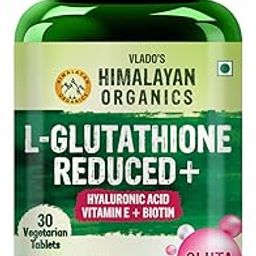 Vlado’s Himalayan Organics L-Glutathione Reduced + With Hyaluronic Acid Vitamin E + Biotin | Support Skin Health | Reduce Dark Spot | Antioxidant Support - 30 Veg Tablets-8