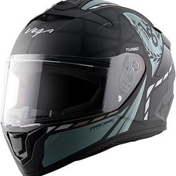 Vega VF-10 Turbo Squad ISI Certified Matte Finish Full Face Helmet for Men with Clear Visor and Stylish Spoiler-Dull Black Grey-L-image-48