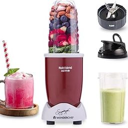 Wonderchef Nutri-blend Activ Mixer Grinder Blender, Smoothie Maker, 500W 22000 RPM 100% Full Copper Motor, 2 Unbreakable Jars, SS Blades, 2 Year Warranty, Recipe book by Chef Sanjeev Kapoor, Red-22
