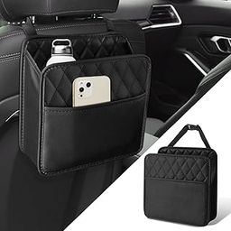 Car Seat Back Organizer, PU Leather Vehicle Backseat Hanging Storage Pocket, Multipurpose Auto Travel Essentials Accessories for Kids & Adults, Universal for Most Cars (Black, Pack of 1)-image-59