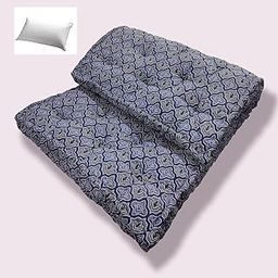 Thick 5-Inch Cotton Box Mattress | Gadda Medium Firm Soft Cotton Mattress | Box Rectangle Type Single Bed Mattress (3X6 ft,with one Fiber Pillow) Blue Embroidery Design-27
