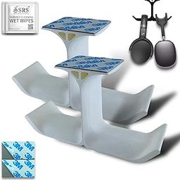 SRS® Dual Headphone Stand Holder Under Desk Hook Hanger with Cable Organizer Storage Options for All Professional | Corporate | Gaming Headsets & PC Accessories Stick-ON Adhesive (Pack of 2, White)-picture-25