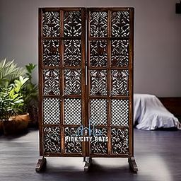 PINK CITY ARTS Mango Wooden Room Partition Wooden Room Divider for Living Room Wall Separator Panel Office Partitions and Dividers 6 Feet (2 Panel 19 Inches)-image-90