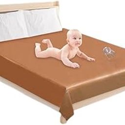 Best Handloom Store Baby Plastic Sheet/Mattress Protector Sheet,Waterproof Bedsheet (6 Ft x 6.5 Ft) Plastic/PVC Colour:- L.Brown-image-21