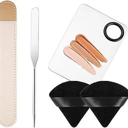 INOG Picasso Korean Makeup Spatula, Foundation Spatula Korean, Spatula For Makeup, Korean Foundation Spatula Eye Shadow Eyelash Nail Art Spatula (Spatula/Palette+Powder Puff),1 Count-12