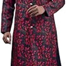 Men's Red Jacquard Casual Regular Full Sleeve Indo Western with Dhoti Set - Traditional and Trendy-image-23