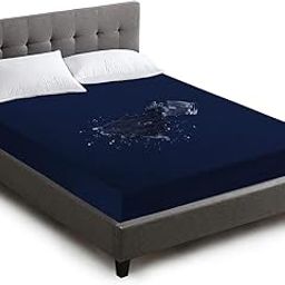 Cotton Feel Terry 72 x 70 inch Ultra Soft Waterproof Mattress Protector | Breathable - Hypoallergenic Fitted Style Mattresses Cover (72x70 inch | 6x5.8 feet, Blue- Pack of 1)-image-60