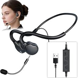 QOEKUEY USB Gaming Headset with Noise Canceling Microphone, Over-Ear Design, Inline Volume Control, Black-16
