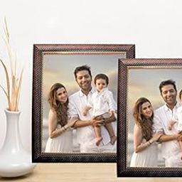 KDM HOME DECOR Photo frames set 2 4x6 Inches flexiable Glass (acrylic) synthetic wood customized wall Hanging Table Top Photo Frame for Wall Decoration Chatai Brown Color-20