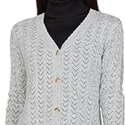 Women's Casual Acrylic V Neck Full Sleeve Regular Fit Cardigan Sweater-40