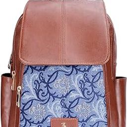Medium Size Minerva Faux Leather & Tapestry Women's Standard Backpack College School Bag Casual Travel Standard Backpack For Ladies Girls 10 Ltr-image-47