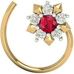 Peenzone 18K Gold Plated 92.5-925 Sterling Silver Flower Round Shape Cubic Zirconia Prong Setting Nose Pin Stud for Women Girls-picture-10
