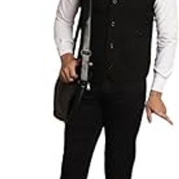 Men's Black1 Velvet Solid Medium Sleeveless Nehru Jacket with welt pockets-15