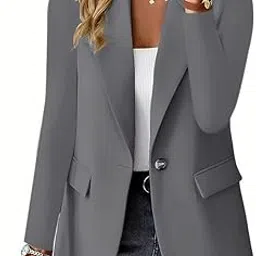 bifanxi Women's Solid Color Long Sleeve Blazer Jacket Versatile Lightweight Layer for Office and Outfits-picture-0
