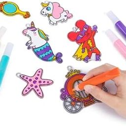 Jouets By Eduspark Window Art Kit - Princess World | DIY Suncatcher Craft Kit for Kids | 12 Princess-Themed Stained Glass Decorations, 10 Paints, 12 Suction Cups | Creative Art Set for Girls Ages 5+-11