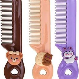 Adore Elfin Baby Hair Comb Set | Anti-Knot Pain-Free for Wet, Dry, Curly Hair | Wide Tooth Kids Comb - Pack of 3 (Combo 2)-8
